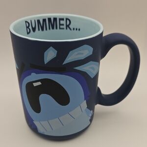 Matte Blue "Bummer" Cartoon Face Ceramic Mug